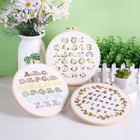 ojindiy Embroidery Kits for Beginners Adults 3 Packs, Learn Basic Flowers and Delicate Stitches, Embroidery Kit for Craft Lover and Starter, Cross Stitch in Kuwait