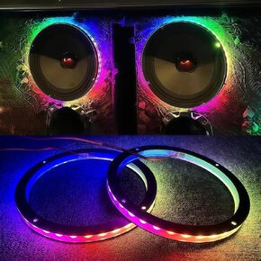 2 قطعة من أضواء حلقة مكبر الصوت المحورية مقاس 12 بوصة - RGB ولون ثابت لمطاردة لون الأحلام LED المتدفق، جهاز تحكم عن بعد يعمل بالبلوتوث لسيارة شاحنة قارب Slingshot Rykers Spyders in Kuwait