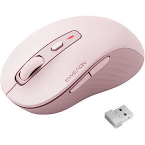 EWEAND C1 Wireless Mouse for Small&Medium Hands, Dual-Mode 2.4 G/Bluetooth Mouse with 5 Adjustable DPI Levels up to 4000, Rechargeable Silent Computer Mouse for Laptop, MacBook, PC, Chromebook-Pink in Kuwait