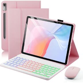 Keyboard Case for Lenovo Tab P12 12.7 Inch 2023 Cover - 7 Color Rainbow Change Backlit Detachable Magnetic Keyboard with Mouse - Black in Saudi Arabia