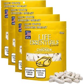 علاجات الدجاج المجفف بالتجميد الطبيعية للكلاب والقطط، خالية من الحبوب والحشو والمواد المضافة والمواد الحافظة، صُنعت بفخر في الولايات المتحدة الأمريكية - 4 عبوات (5 أونصة. كيس) in Kuwait