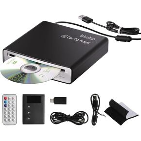 مشغل أقراص مضغوطة محمول للسيارة، مشغل أقراص مضغوطة خارجي للسيارة، توصيل وتشغيل USB، جهاز فك تشفير مدمج لصوت AUX محسن، مضاد للتخطي، وظيفة الاستئناف، متوافق مع معظم السيارات، سيارات الدفع الرباعي، الشاحنات، التلفزيون، الكمبيوتر الشخصي in Kuwait