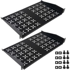 2 Pieces 19" Rack Shelf, 1U Server Rack for Network Equipment Shelf Mounting,12 Inches Depth in Saudi Arabia