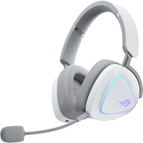 ASUS ROG Delta II Wireless Gaming Headset w/ Detachable Mic, Tri-Mode (BT, 2.4GHz, 3.5mm) 50mm Titanium-Plated Drivers, 110Hr Battery, for PC, PS5/4, Xbox, Switch, Mobile, White (Renewed) in Kuwait