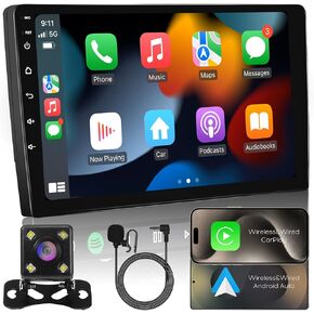 10 "IPS Full Touch 4Core 2+32G Double Din راديو السيارة الصوت والفيديو ستيريو مع CarPlay اللاسلكي Android Auto Backup Camera BT Split Screen WiFi SWC PIP DSP GPS Navigation in Kuwait
