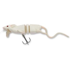 Savage Gear 3D Rad Rat Fishing Bait، 1 أونصة، أبيض، ملامح واقعية، ألوان وحركة، بناء متين، خيارات تزوير متعددة الاستخدامات، تكوين خطاف ثلاثي مزدوج in Kuwait