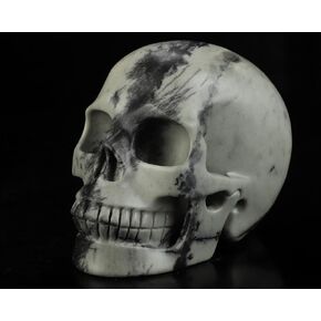 Skullis 5.0 بوصة جمجمة كريستال بيكاسو سوداء، منحوتة يدويًا من الأحجار الكريمة للفنون الجميلة، تمثال حجر شفاء الريكي. in Kuwait