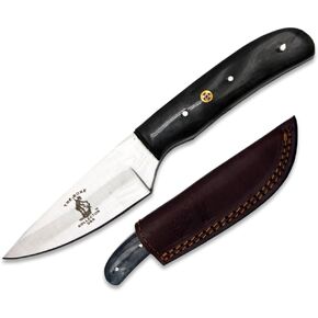 Bone Collector Hunting Knife, 8 Inch Fixed Blade, Black Bovine Bone Handle, Leather Sheath (Black) in Saudi Arabia