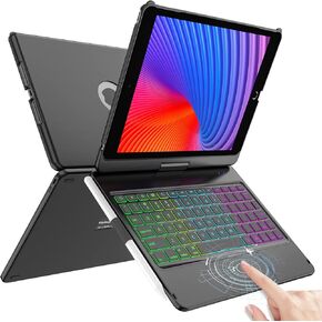 حافظة لوحة مفاتيح HOTLIFE لجهاز iPad 10.2 الجيل التاسع/الثامن/السابع، لوحة مفاتيح تعمل باللمس لأجهزة iPad الجيل التاسع/الثامن/السابع الجيل - غطاء واقٍ قابل للدوران 360 درجة - لوحة مفاتيح iPad الجيل التاسع/الثامن/السابع مع حامل قلم رصاص in Kuwait