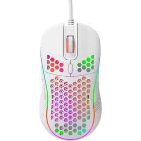 ماوس ألعاب سلكي DC G40U، تصميم مريح على شكل قرص العسل RGB، 4 مستويات DPI (1200/2400/4800/7200)، مستشعر بصري، التوصيل والتشغيل، متوافق مع أجهزة الكمبيوتر الشخصية وأجهزة Mac والكمبيوتر اللوحي (أسود) in Kuwait