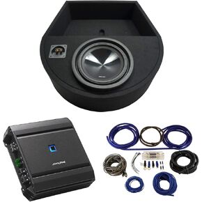 American Sound Connection Universal Replacement Spare Tire Alpine SWT-10S2 Single 10 Sub Box with S-A60M Amplifier & 4GA Amp Kit in Kuwait