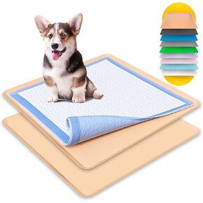 Skywin Dog Puppy Pad Holder Tray for 24x24 Inches Training Pads - 3 Pack Silicone Wee Wee Pad Holder, No Spill Pee Pad Holder for Dogs, Easy to Clean and Store (Beige) in Kuwait