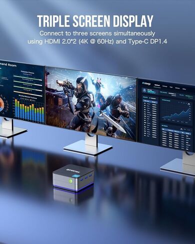 كمبيوتر مكتبي صغير من GMKtec معالج Intel N100 (Turbo 3.4 جيجا هرتز) 12 جيجا DDR5 512 جيجا SSD ثنائي الشبكة المحلية، كمبيوتر صغير، شاشة ثلاثية 4K، WiFi6، BT5.2، موفر للطاقة in Kuwait