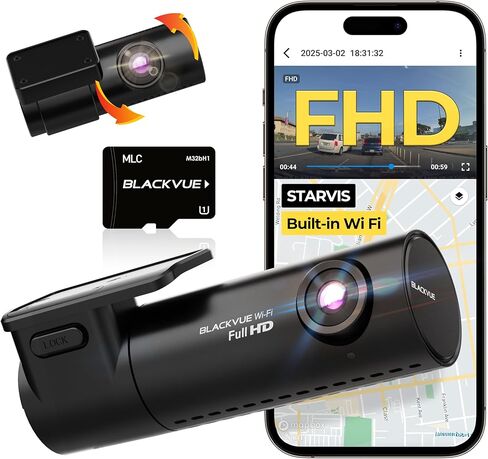 كاميرا قياس BlackVue DR590X-2CH Plus سعة 32 جيجابايت - كاميرا قياس FHD أمامية وخلفية، STARVIS، كابل سلكي مجاني وبطاقة SD، واي فاي مدمج، دعم وضع ركن السيارة، كاميرا تحكم في التطبيق in Kuwait