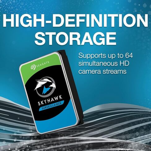 محرك الأقراص الصلبة الداخلي Seagate Skyhawk ST4000VX016 سعة 4 تيرابايت، ذاكرة تخزين مؤقت سعة 256 ميجابايت، محرك أقراص ثابتة SATA 3.5 بوصة بسرعة 6 جيجابايت/ثانية لأنظمة مراقبة DVR وNVR، تسجيل 24/7 (مجدد) in Kuwait
