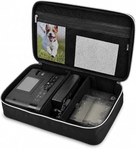 Photo Printer Carrying Case for Canon SELPHY CP1500 CP1300 CP1200, Travel Storage with Removable Dividers, Mesh Pockets for Ink Paper Adapter Cable, Family Parties Scrapbook, Bag Only, Black in Kuwait