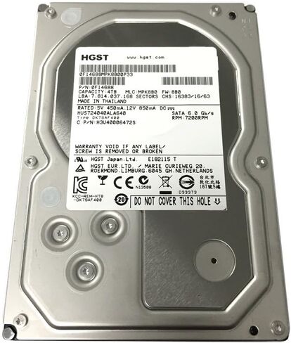 HGST Ultrastar 7K4000 4 تيرابايت 3.5 بوصة 7200 دورة في الدقيقة SATA محرك الأقراص الصلبة الداخلي للمؤسسات 64 ميجابايت 6.0 جيجابايت/ثانية - HUS724040ALA640/0F14688 (متجدد) in Kuwait