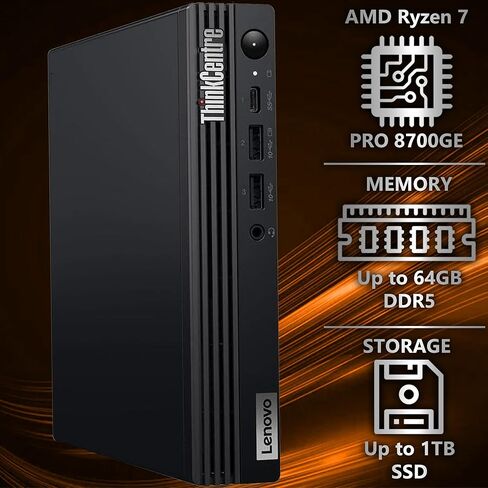 Oemgenuine Lenovo ThinkCentre Tiny M75q Gen 5 AMD Ryzen 7 Pro 8700GE, Customized Computer, 16GB / 32GB / 64GB RAM, 256GB / 512GB / 1TB SSD, WiFi 6, DP Port, Win 11 Pro, AI Business Desktop, 3 Yr Wty in Kuwait