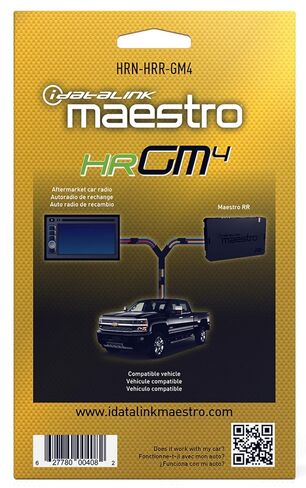 Idatalink Maestro HRN-HRR-GM4 متوافق مع شاحنات GM (2016-19) حزام T بديل للراديو - محول وحدة الرأس جاهز للاحتفاظ بعناصر التحكم في عجلة القيادة والمزيد (مطلوب وحدة ADS-MRR أو ADS-MRR2) in Kuwait