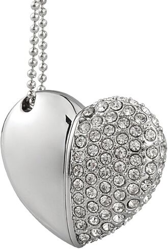 Ciway Diamond USB Flash Drive, Cordiform Design Pendant Necklace USB 2.0 Memory Disk Drive (64GB,Silver) in Kuwait