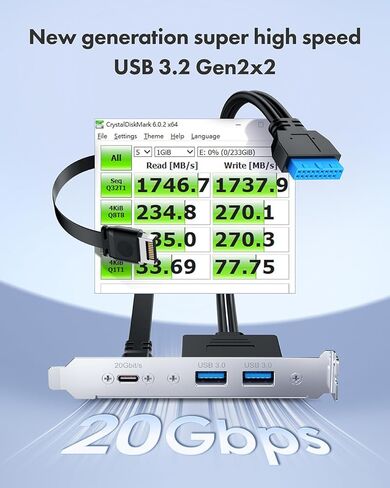 محول اللوحة الخلفية ineo USB 3.2 Gen 2x2 Type-C مع دعامة PCIe، ومنافذ USB-C بسرعة 20 جيجابت في الثانية ومنفذ USB A 3.0 مزدوج، وكابل تمديد رأس اللوحة الأم مع موصلات من النوع E و20 دبوسًا و19 دبوسًا in Kuwait