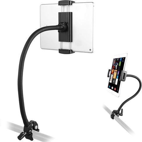 حامل جهاز لوحي SH Gooseneck لأجهزة iPad، حامل iPad مرن بزاوية 360 درجة لجهاز المشي وحامل الميكروفون، مشبك Super Crab Clamp iPad للمكتب، معدات التمرين، إعداد التسجيل، متوافق مع أجهزة 4.7-13 بوصة in Kuwait