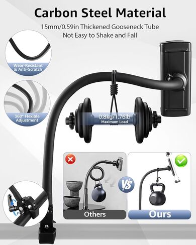 حامل جهاز لوحي SH Gooseneck لأجهزة iPad، حامل iPad مرن بزاوية 360 درجة لجهاز المشي وحامل الميكروفون، مشبك Super Crab Clamp iPad للمكتب، معدات التمرين، إعداد التسجيل، متوافق مع أجهزة 4.7-13 بوصة in Kuwait