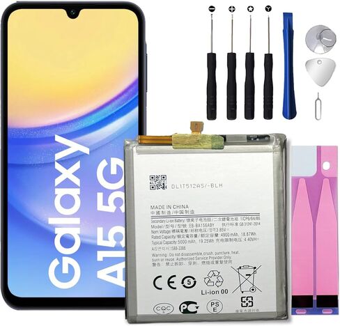 بطارية بديلة لجهاز Galaxy A15/A15، بطارية 5000 مللي أمبير في الساعة لجهاز EB-BA156ABY SM-A155 SM-A156 مع طقم إصلاح الأدوات in Kuwait