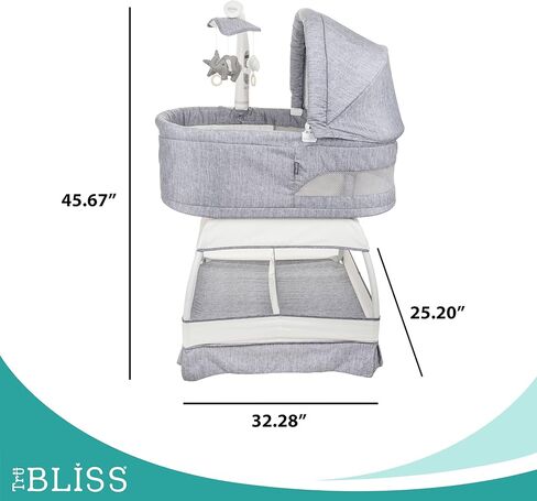 Baby Sweetli Nurture Infant Bassinet Bedside Crib Sleeper with Electric Mobile, Room Temperature and Humidity Indicator, Feeding Reminder, Night-Light, and Vibration (Grey Melange) in Saudi Arabia