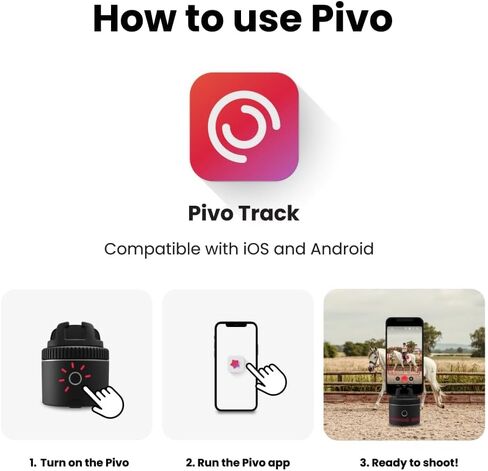 حزمة أساسية من Pivo Equestrian Pod، وجه تلقائي، جسم، حامل تتبع هاتف الحصان، دوران 360 درجة، جهاز تحكم عن بعد لتسجيل الفيديو بدون استخدام اليدين مع حامل ذكي، حقيبة سفر وحامل ثلاثي القوائم (أسود) in Kuwait