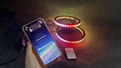 2 قطعة من أضواء حلقة مكبر الصوت المحورية مقاس 12 بوصة - RGB ولون ثابت لمطاردة لون الأحلام LED المتدفق، جهاز تحكم عن بعد يعمل بالبلوتوث لسيارة شاحنة قارب Slingshot Rykers Spyders in Kuwait