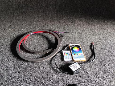 2 قطعة من أضواء حلقة مكبر الصوت المحورية مقاس 12 بوصة - RGB ولون ثابت لمطاردة لون الأحلام LED المتدفق، جهاز تحكم عن بعد يعمل بالبلوتوث لسيارة شاحنة قارب Slingshot Rykers Spyders in Kuwait
