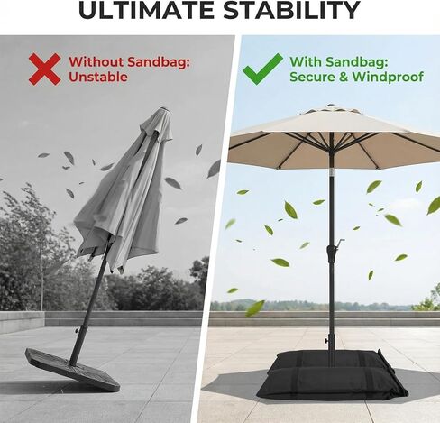 Umbrella Base Weight Sandbag, 50lbs Capacity Fillable Sand Bag, Double Nylon Thread Stitching Outdoor Furniture Weight for Patio & Garden in Kuwait