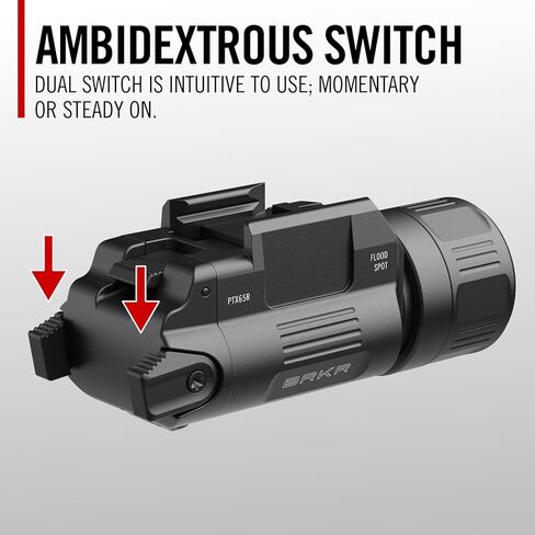 Coast PTX65R Two Beam 1000 Lumen USB-C Rechargeable LED Tactical Weapon Light with Tool-Free Universal/Picatinny Mounting System, and Spot & Flood Beams - IP54 Rating in Kuwait