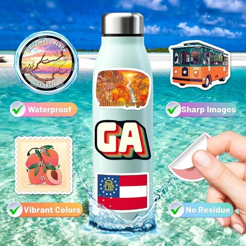 YTSQLER 200 PCS Georgia State Stickers, Georgia Travel Souvenirs Stickers for Laptop Water Bottle Party Supplies Journal, Waterproof Travel Decals for Women Men Adults in Kuwait