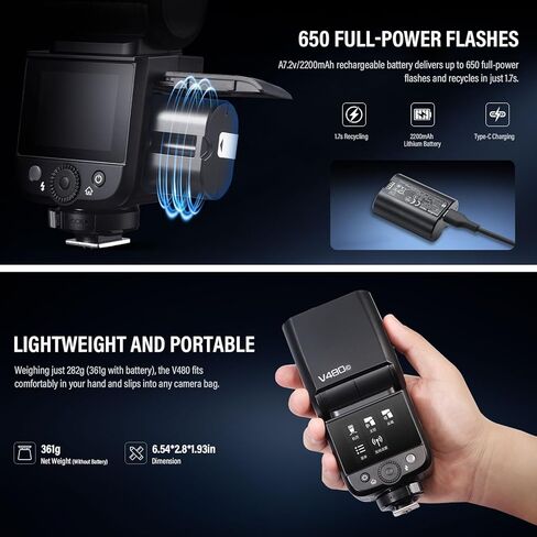 فلاش Godox V480 TTL مع مجموعة ملحقات Godox AK-R1 المتوافقة (V480 AKR1 F) in Kuwait
