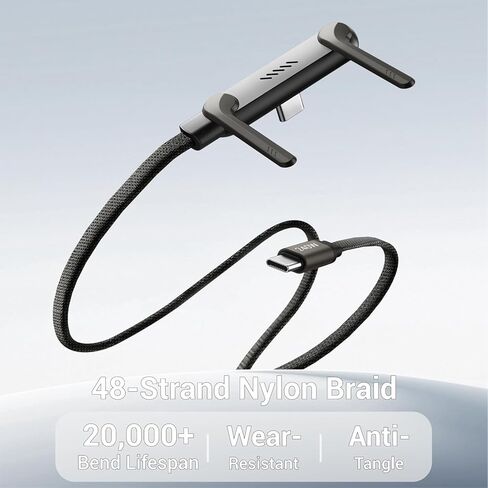 كابل شاحن حامل غير مرئي، كابل شحن سريع 240 وات PD للمكتب، كابل USB-C إلى USB-C بطول 4.9 قدم مع حامل معدني قابل للتعديل 360 درجة، حامل غير مرئي للألعاب والمكتب والمنزل in Kuwait
