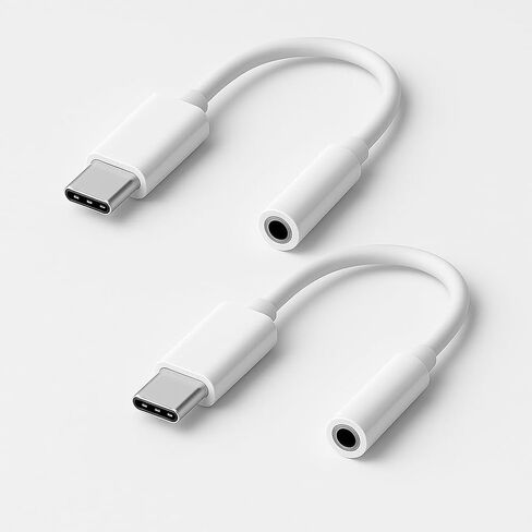 2-Pack USB-C to 3.5mm White Headphone/Headset Jack Adapter in Kuwait