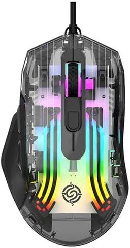 【 USB - 57 Inch Cable Length - 2026 Upgraded Fully Transparent Body 】 Gaming Optical RGB Wired Mouse, Click Mute Effect, 7200DPI, Switchable Light Effect, No Lag or Delay, Precise Clicking in Kuwait