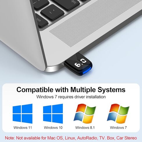 محول بلوتوث USB للكمبيوتر الشخصي، التوصيل والتشغيل EDR&BLE محول بلوتوث 6.0 جهاز استقبال دونجل أزرق للكمبيوتر والكمبيوتر المحمول وسطح المكتب ولوحة المفاتيح والماوس وسماعات الرأس ومكبرات الصوت والطابعة ودعم Windows 11/10/8.1/7 in Kuwait