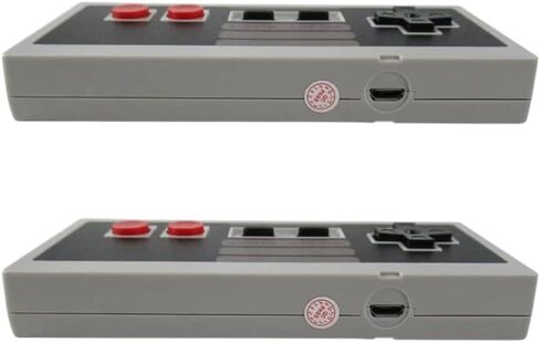 2025 New 2.4 GHz Wireless Controller Upgraded Turbo Function Built-in Rechargeable Battery USB Wireless Adapter for Mini NES Classic Edition PC Mac OS Raspberry PI (2-pk, Classic Gray) in Kuwait