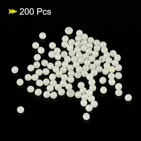 3mm Luminous Fishing Beads, 200 Pieces Plastic Glow Fishing Bait Eggs Rig Bead Tackle Tool Round, White in Kuwait