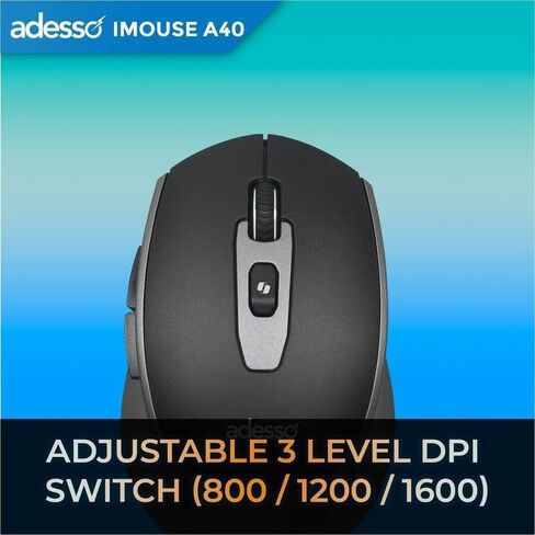 ماوس Adesso iMouse A40 اللاسلكي، بلوتوث ووضع مزدوج 2.4 جيجا هرتز مع مستقبل USB-C، مفتاح التشغيل السريع Copilot AI، مفاتيح النقر الهادئ، 3 مستويات DPI (1000/1600/2400)، 6 أزرار لنظام التشغيل Windows وMac in Kuwait