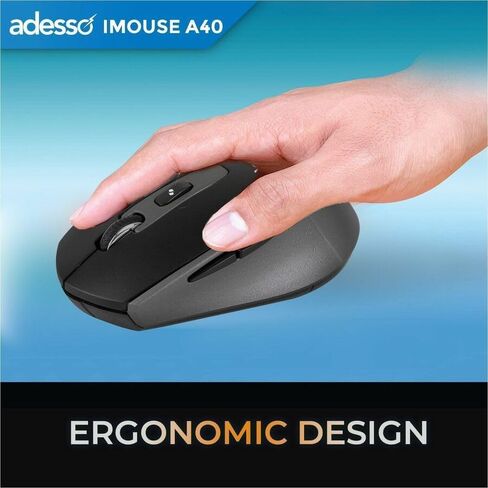 ماوس Adesso iMouse A40 اللاسلكي، بلوتوث ووضع مزدوج 2.4 جيجا هرتز مع مستقبل USB-C، مفتاح التشغيل السريع Copilot AI، مفاتيح النقر الهادئ، 3 مستويات DPI (1000/1600/2400)، 6 أزرار لنظام التشغيل Windows وMac in Kuwait