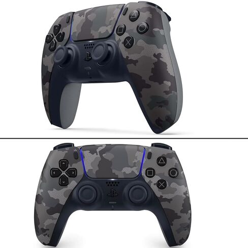 PremGear DualSense Wireless Controller (Gray Camouflage) Compatible with PlayStation 5 (PS5) Bundled ThumbSticks (2 pack: 1 High-Rise, 1 Mid-Rise), 6ft USB Charging Cable, Wall Adapter & Cloth in Kuwait
