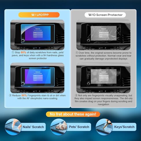LFOTPP For Camry 2025 2026 Screen Protector - Compatible with 2025 2026 Camry (LE/SE) 8 inch Touchscreen 9H Tempered Glass Infotainment Touch Screen accessories Anti-Fingerprint No More Glare* in Kuwait