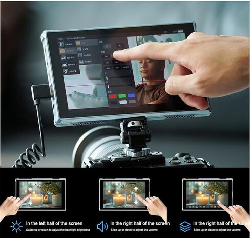شاشة Dpofirs FW759 PRO 7 بوصة DSLR للكاميرا الميدانية، شاشة لمس بزاوية عرض واسعة للغاية 178 بوصة، مدخل HDMI 4K، فتحات 1/4 بوصة، خفيفة الوزن in Kuwait