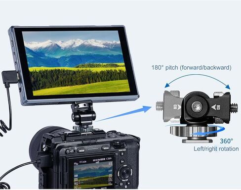 شاشة Dpofirs FW759 PRO 7 بوصة DSLR للكاميرا الميدانية، شاشة لمس بزاوية عرض واسعة للغاية 178 بوصة، مدخل HDMI 4K، فتحات 1/4 بوصة، خفيفة الوزن in Kuwait