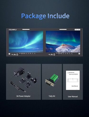 FEELWORLD FRM1001G شاشة مزدوجة 10.1 بوصة 4RU 12G SDI Rackmount مع رسم بياني لناقل الشكل الموجي لون كاذب ثلاثي الأبعاد LUT إيثرنت جهاز التحكم عن بعد لإنتاج OB Van/Studio in Kuwait