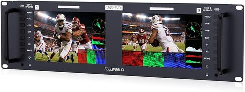 FEELWORLD FRM701G Dual 7 Inch 3RU 12G SDI Rackmount Monitor with 3D LUT Waveform IPS 1920x1200 Resolution 12G SDI HDMI Input Output for Live Production Studio Filmmaking in Kuwait
